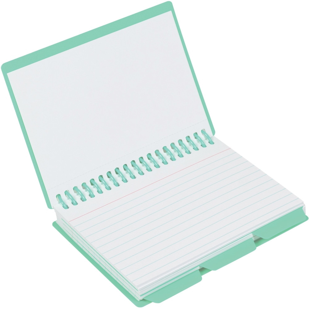 Keep your class or project notes together with this C-Line spiral-bound index card notebook with tabs. The clear view cover lets you quickly and easily view your notes, while the three repositionable, tabbed poly dividers allow you to organize your notes and locate them easily. This C-Line spiral bound index card notebook with tabs features 60 ruled, perforated 3 x 5 white index cards for taking quick notes, and its available in assorted tropic tone colors, including sunny yellow, seafoam green, seaside blue and sunset red, for seamless notes organization and identification.  Compact size for easy transportation60 ruled, perforated 3 x 5 white index cards for convenient note-takingThree repositionable, tabbed poly dividers for organizing your notesSpiral binding for durable and flexible use