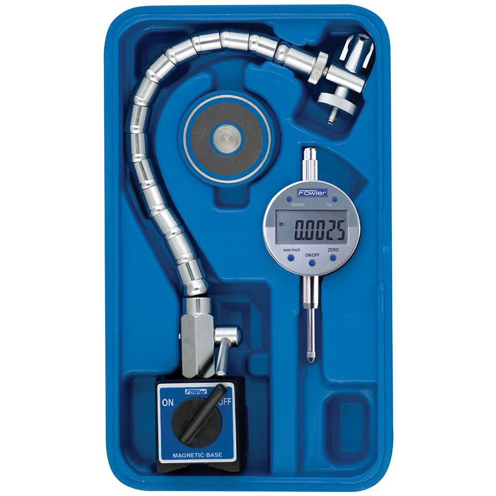 Fowler 54-585-100 Electronic Indicator & Base Kit: 0-15-0 Dial Reading, 0.0005" Resolution