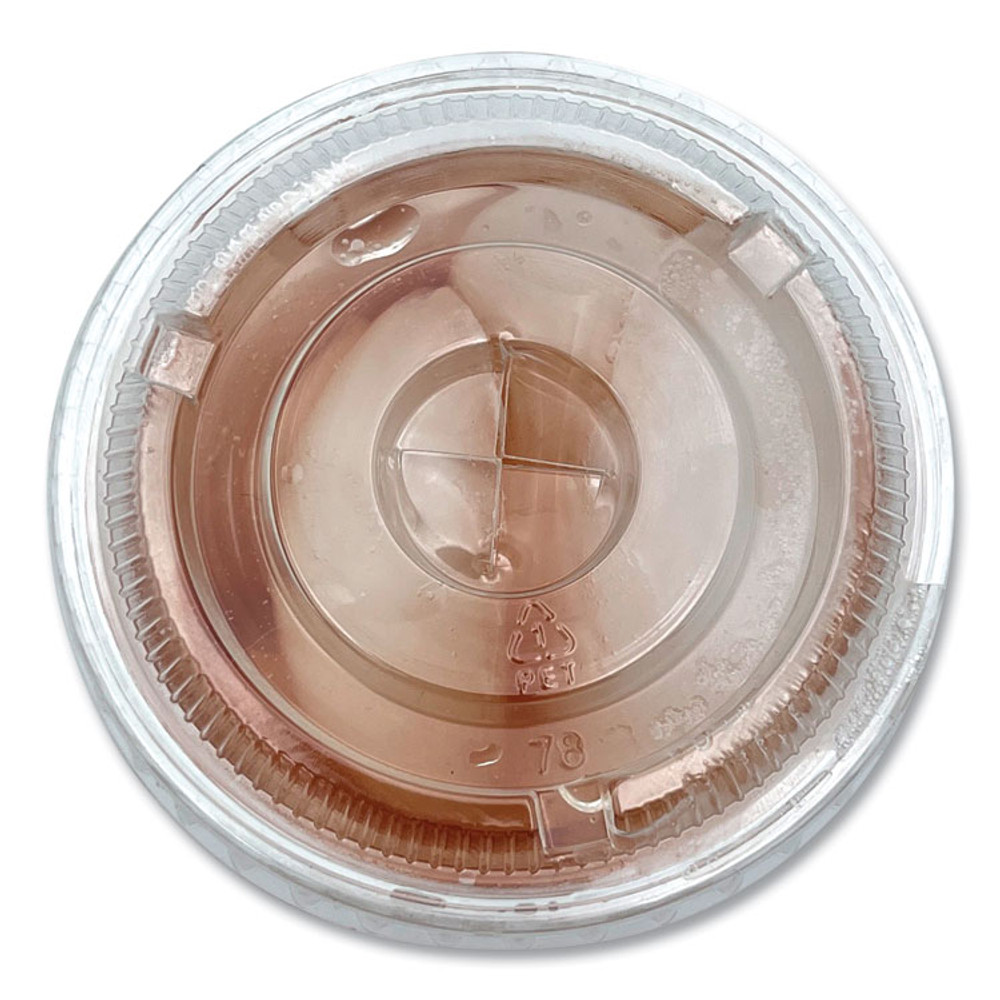 BOARDWALK PET910STRAPK Crystal-Clear Cold Cup Straw-Slot Lids, Fits 9 oz to 10 oz Cups, Clear, 100/Pack