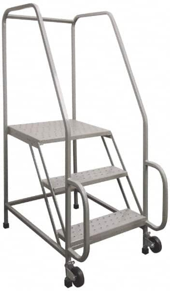 PW Platforms TR3SFH30W21NS 3-Step Ladder: Steel, 60" OAH