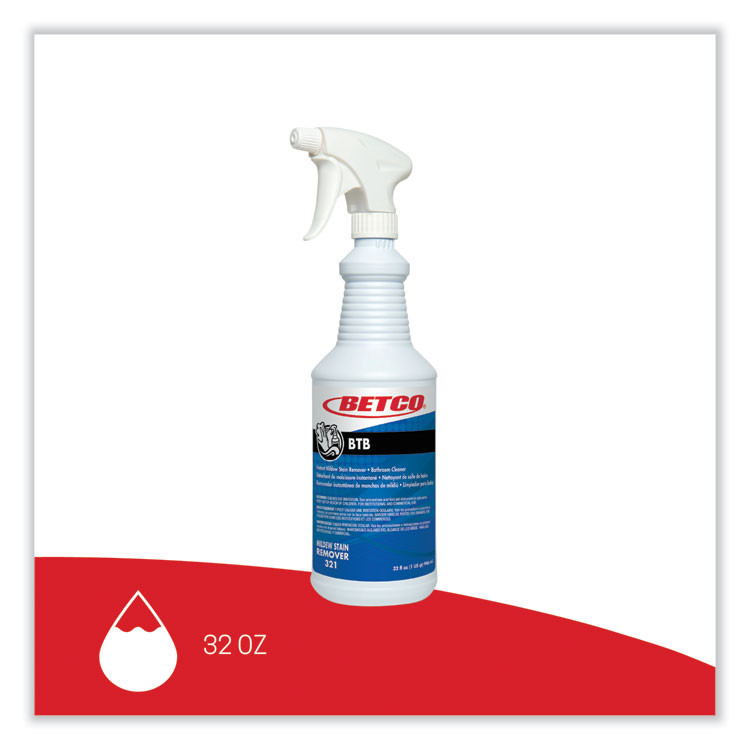 BETCO CORPORATION 3211200 BTB Mildew Stain Remover, Apple, 32 oz Spray Bottle, 12/Carton