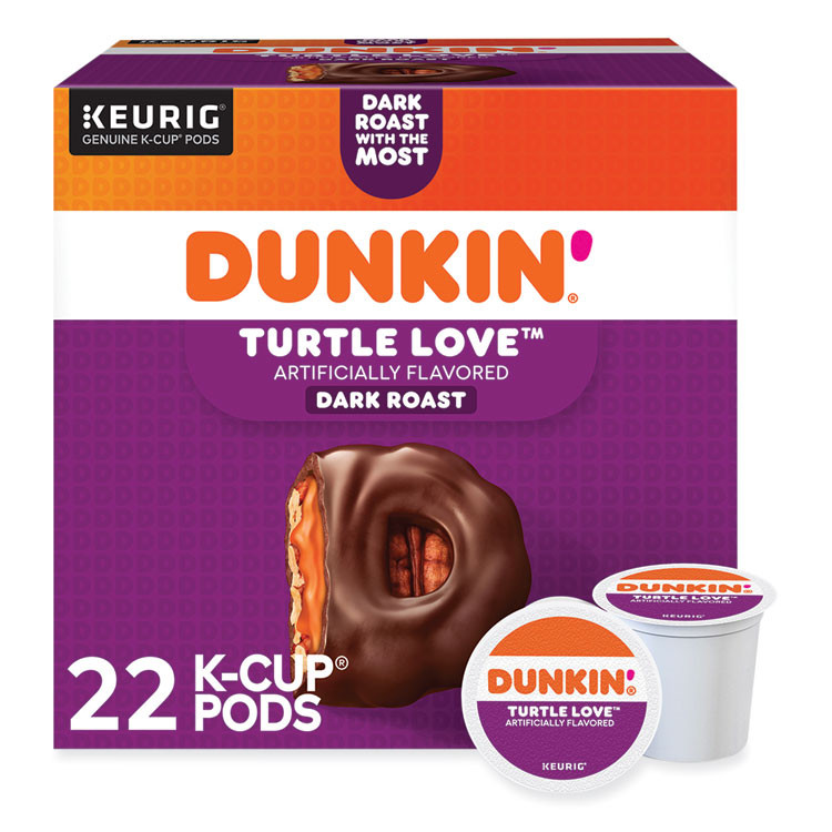 KEURIG DR PEPPER Dunkin'® 5000367615 K-Cup Pods, Turtle Love Coffee, 22/Box