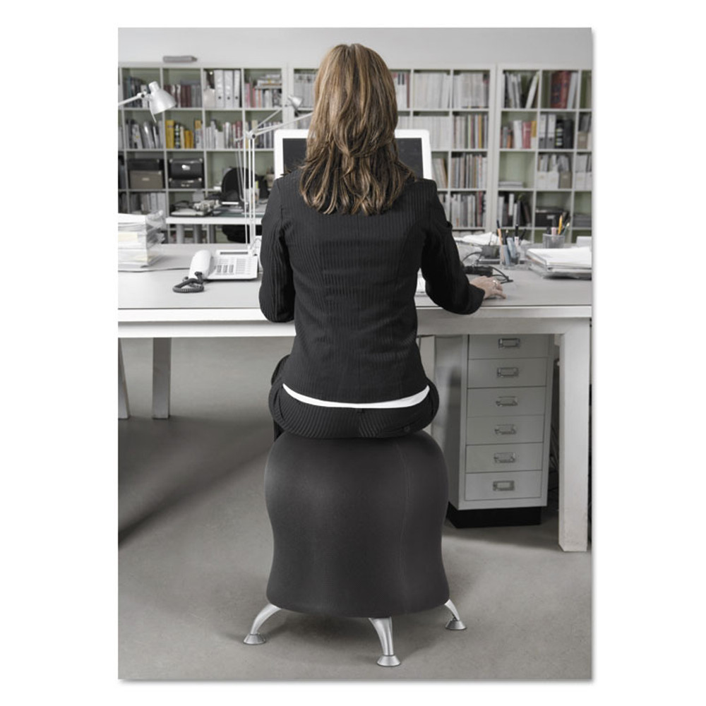 SAFCO PRODUCTS 4750BL Zenergy Ball Chair, Backless, Supports Up to 250 lb, Black Fabric Seat, Silver Base