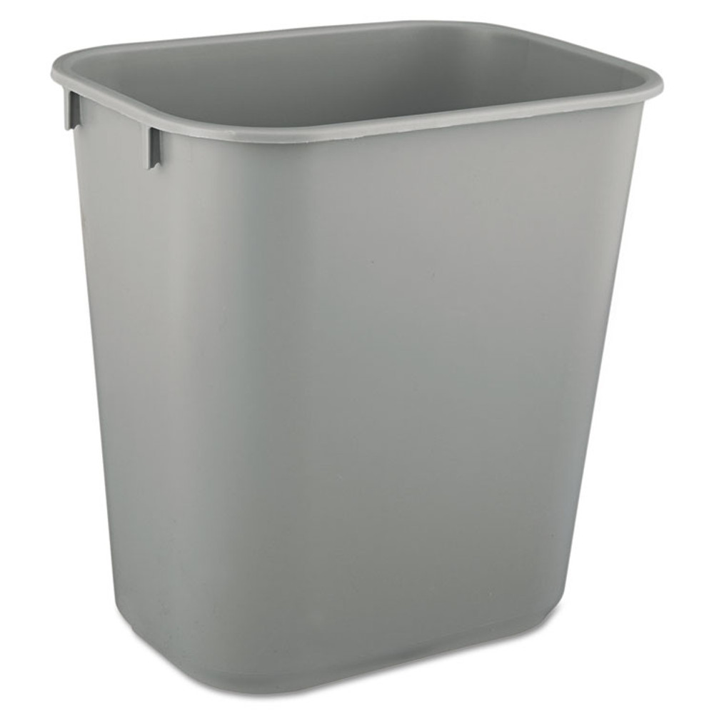 RUBBERMAID COMMERCIAL PROD. 2955 GRA Deskside Plastic Wastebasket, 3.5 gal, Plastic, Gray