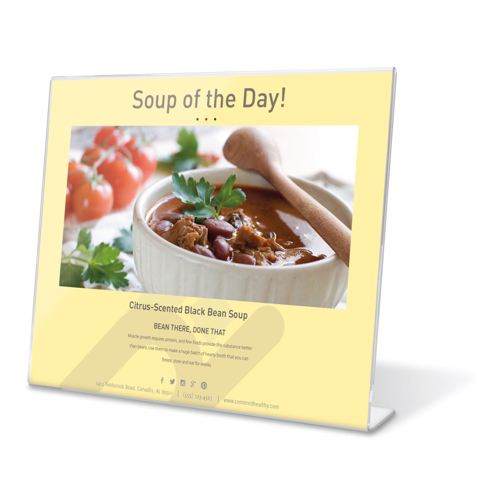 OFFICE DEPOT 1365625  Brand Slanted Sign Holder, Landscape/Horizontal, 8-1/2inH x 11inW, Clear