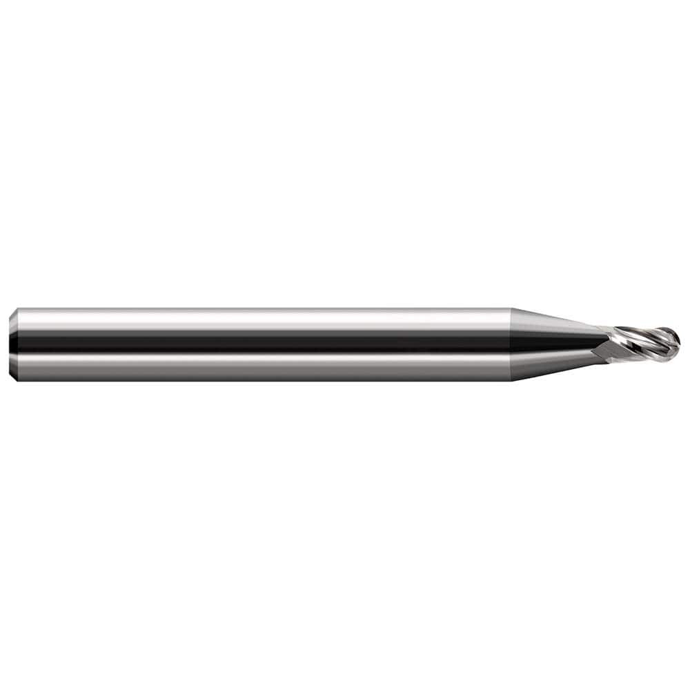 Harvey Tool 24599 Ball End Mill: 0.1" Dia, 0.15" LOC, 2 Flute, Solid Carbide