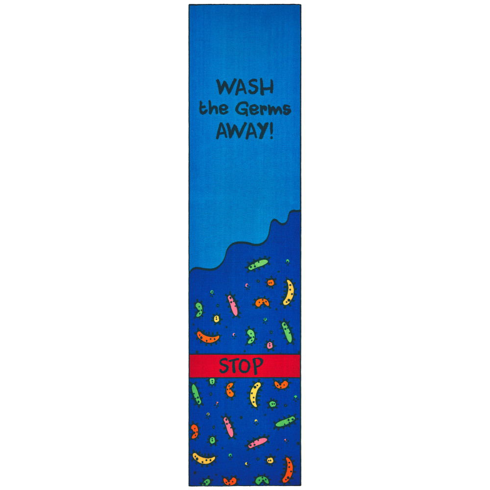 CARPETS FOR KIDS ETC. INC. Carpets For Kids 38.93  KID$Value Rugs Wash Away The Germs Sanitize Activity Runner Rug, 3ft x 12ft , Blue