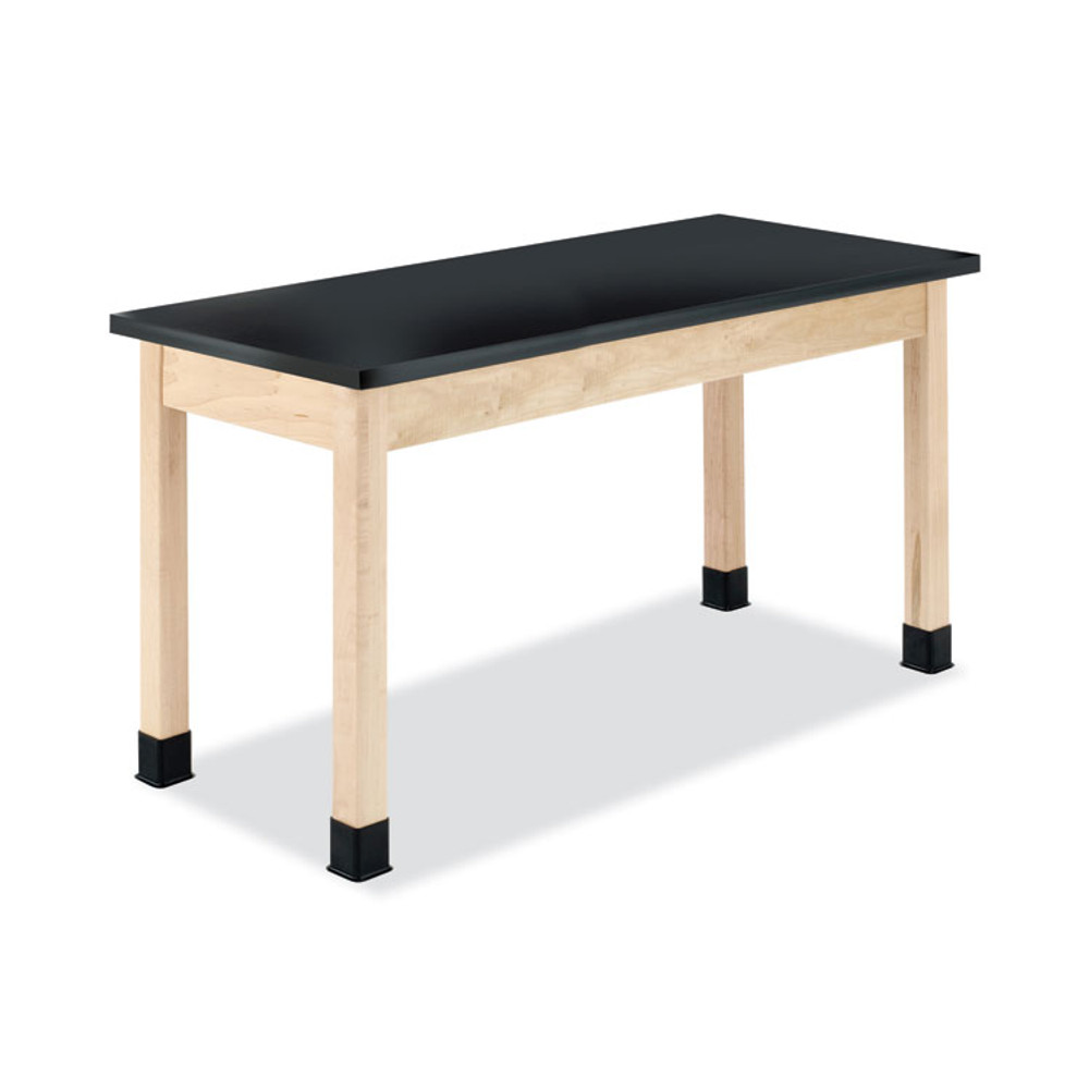 DIVERSIFIED WOODCRAFTS, INC. Spaces™ P7206K36N Classroom Science Table, 54w x 24d x 36h, Black Epoxy Resin Top, Oak Base