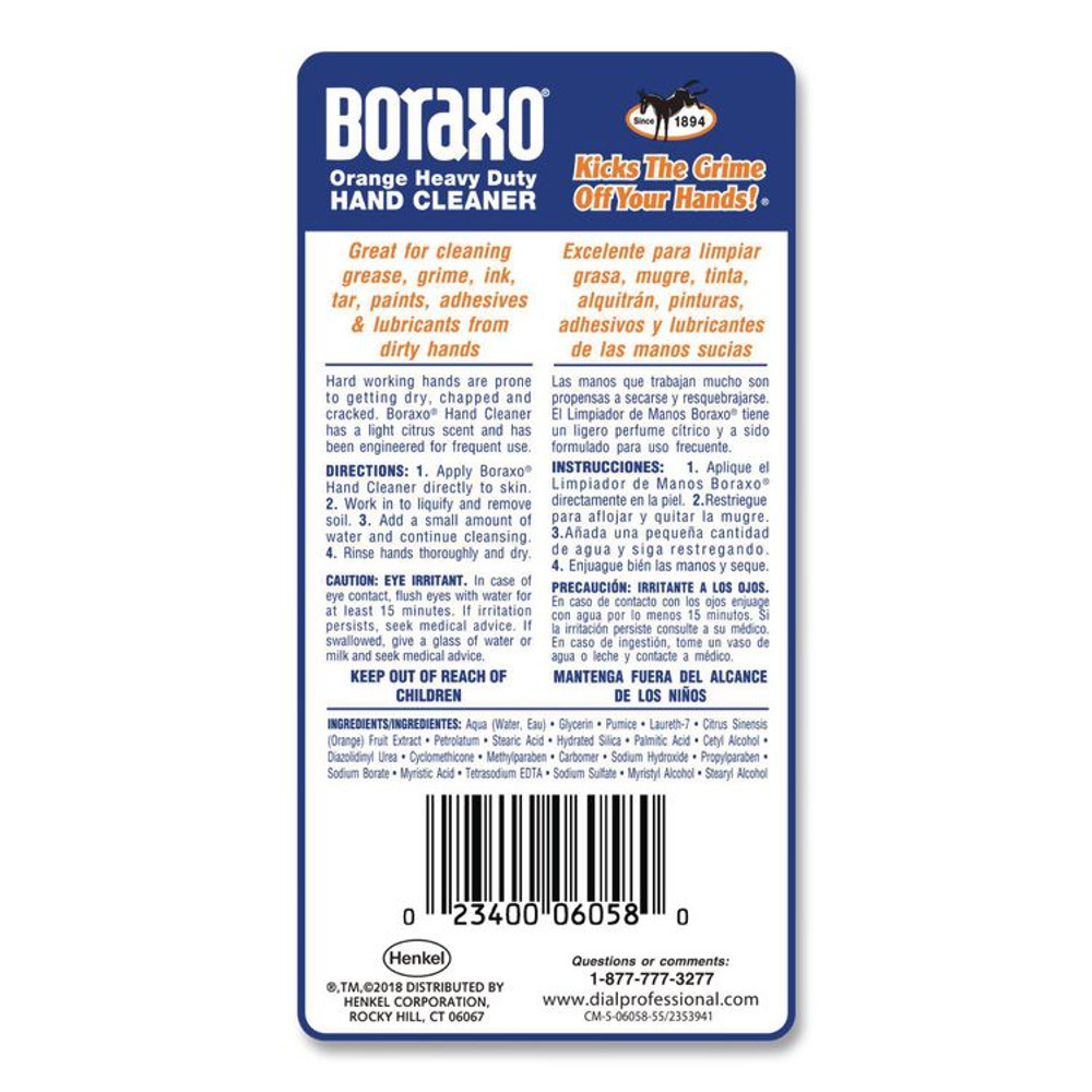 DIAL PROFESSIONAL Boraxo® 06058 Orange Heavy Duty Hand Cleaner, Citrus Scent, 3 L