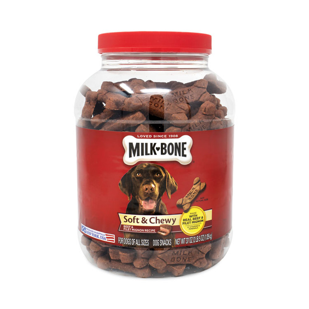J.M. SMUCKER CO. Milk-Bone® 22000664 Soft and Chewy Beef Dog Treats, 2 lb, 5 oz Tub