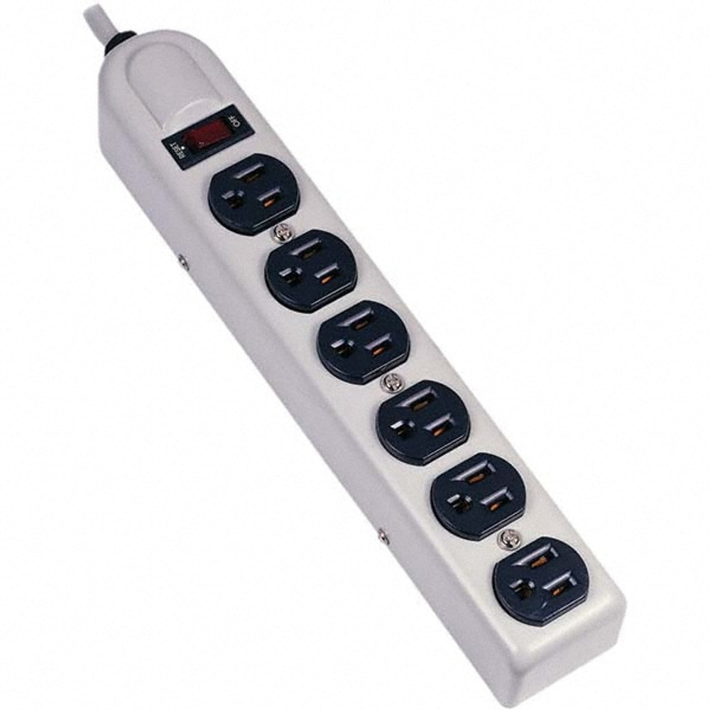 Hubbell Wiring Device-Kellems HBL6MPS Power Outlet Strips; Amperage: 15 A; Amperage: 15 A; Voltage: 125 V; Protection Type: Standard; Number of Outlets: 6; Mount Type: Direct Plug-In; Number Of Outlets: 6; Mounting Type: Direct Plug-in; Cord Length: 