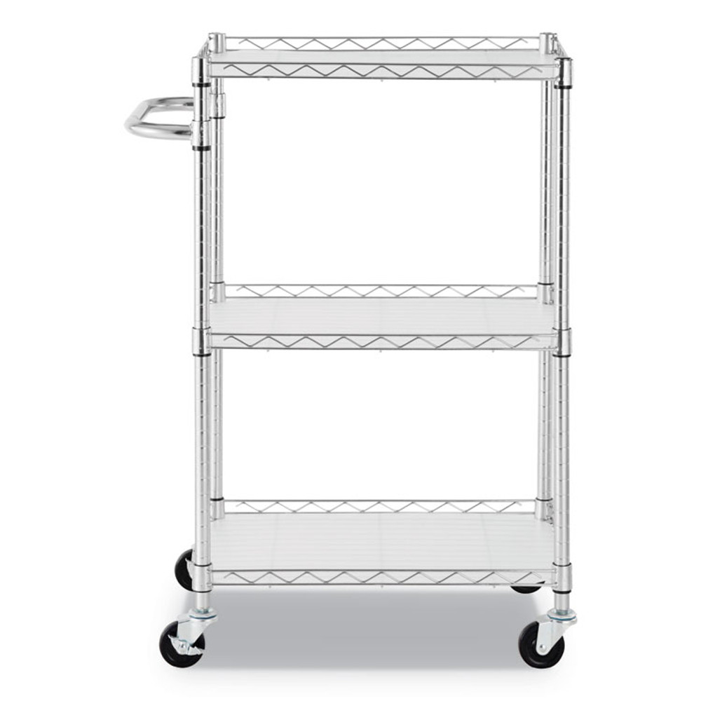 ALERA SW322416SR Three-Shelf Wire Cart with Liners, Metal, 3 Shelves, 450 lb Capacity, 24" x 16" x 39", Silver