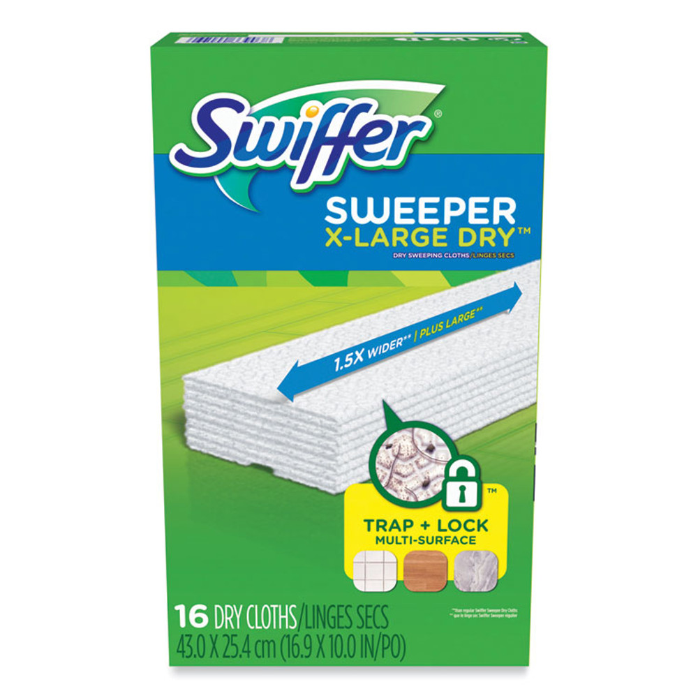 PROCTER & GAMBLE Swiffer® 96826 Sweeper XL Dry Refill Cloths, 16.9" x 9.8", White, 16/Box