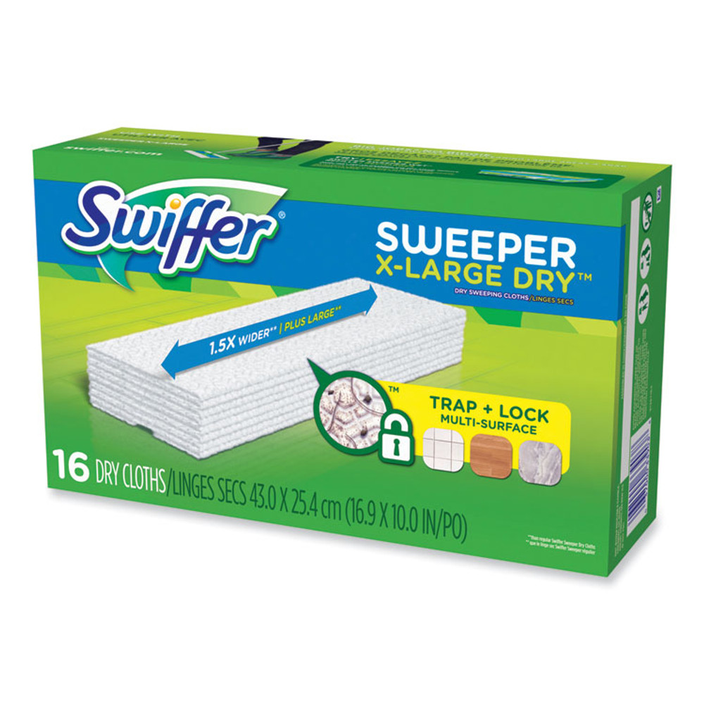 PROCTER & GAMBLE Swiffer® 96826 Sweeper XL Dry Refill Cloths, 16.9" x 9.8", White, 16/Box