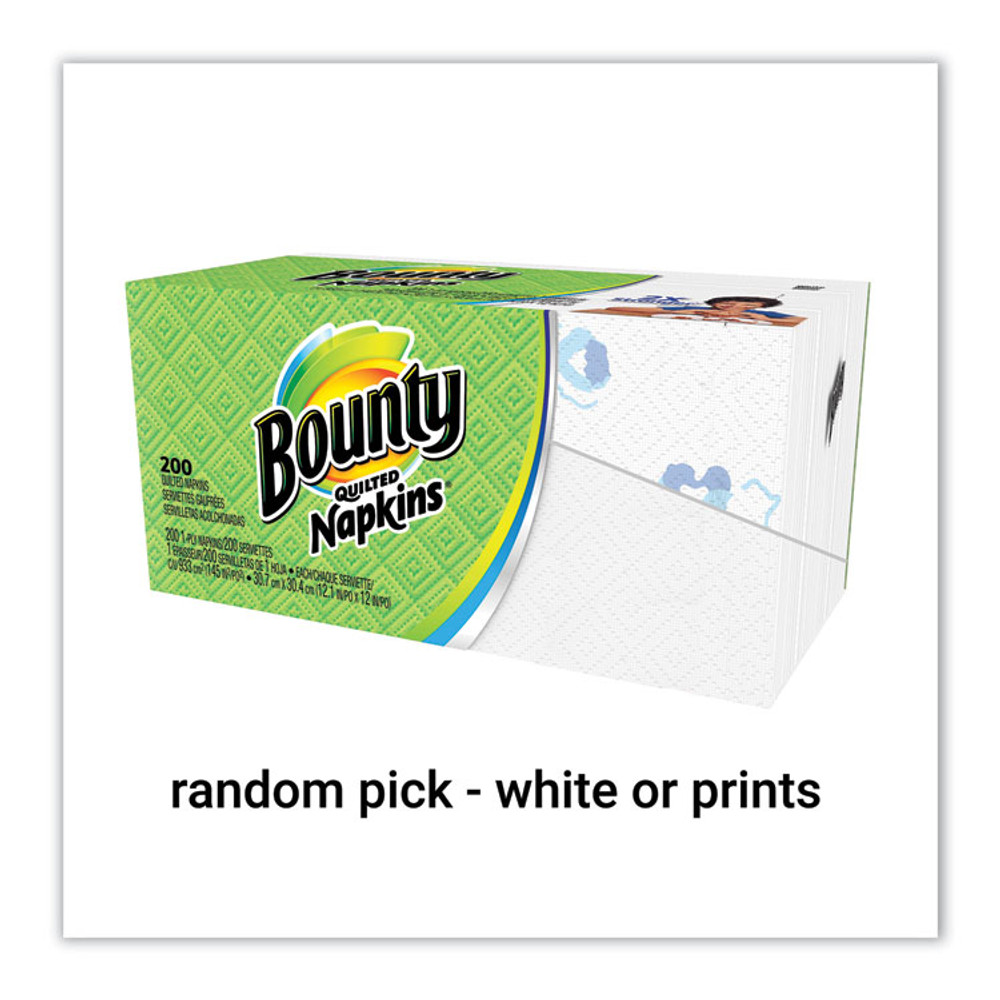 PROCTER & GAMBLE Bounty® 34885 Quilted Napkins, 1-Ply, 12 1/10 x 12, Assorted - Print or White, 200/Pack