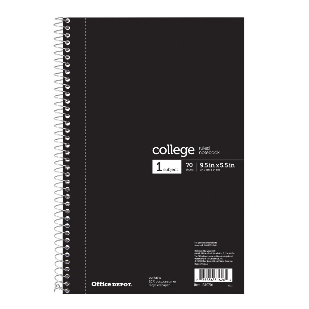 Take notes in the office or in the classroom. This spiral notebook features plenty of college-ruled pages to help you take notes during meetings or notes during lectures.  Perforated sheets can be torn out if needed.  Perforated paper size is 5-1/2 w X 9-1/2 h.  Wirebound with a durable chipboard backing.  Contains Recycled Content - See Specs for Details.