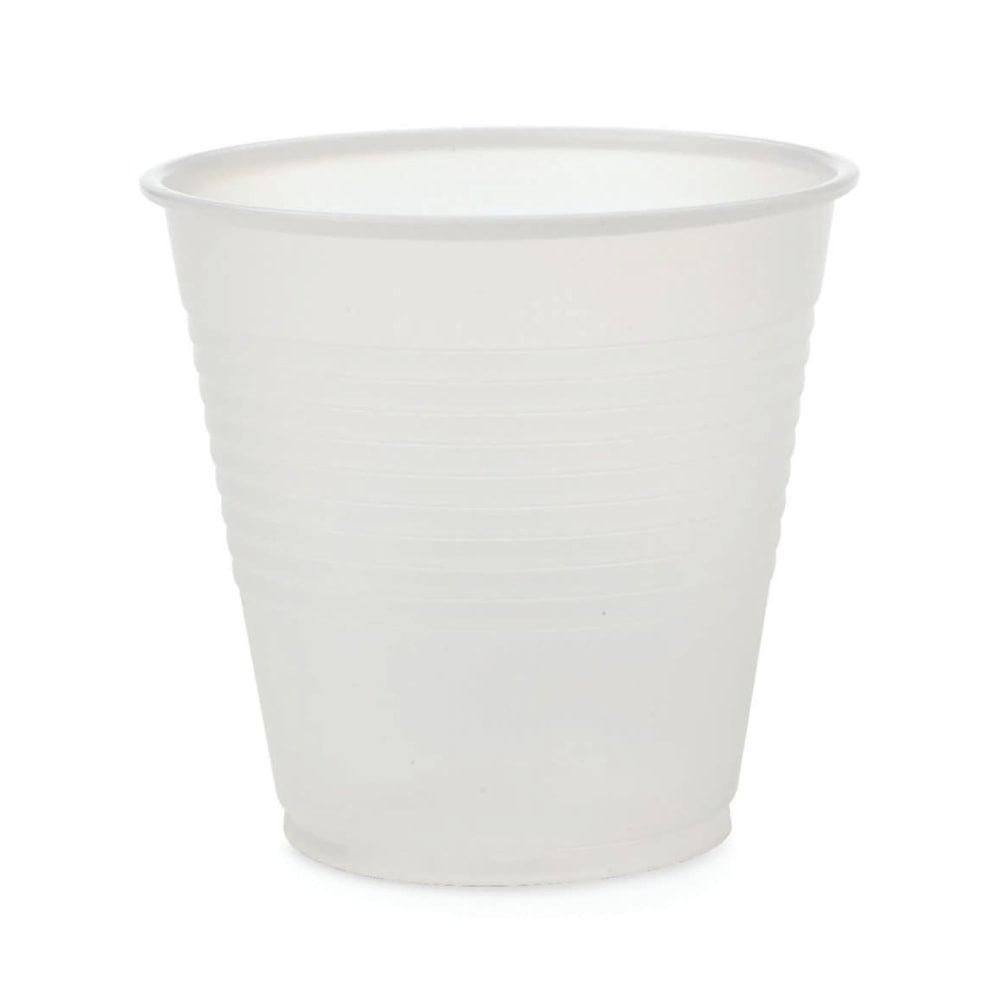 Serve cold drinks in these sturdy plastic cups  Translucent polystyrene cup is versatile for many tasks.  Excellent for holding cold liquids.  Ideal for use in any office, school or medical space.  This product is heavy and/or oversized and may need more than one person to handle.