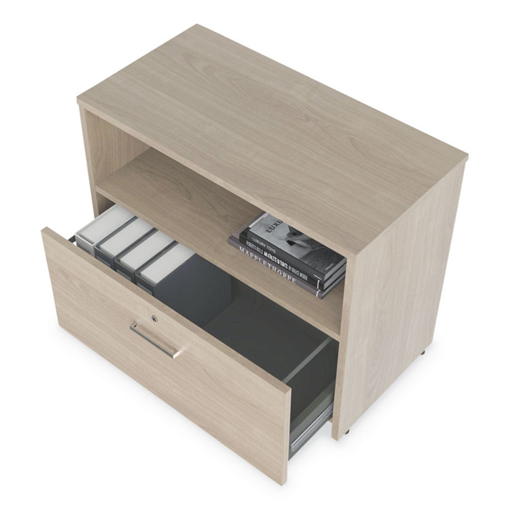 LINEA ITALIA UR604NW Urban Series Cabinet Credenza Pedestal with Lateral File, 35.25w x 15.25d x 23.75h, Natural Walnut