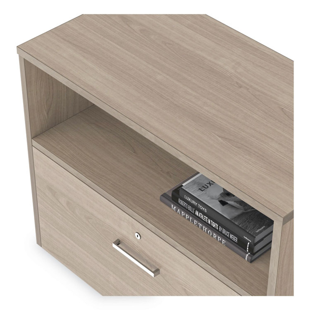 LINEA ITALIA UR604NW Urban Series Cabinet Credenza Pedestal with Lateral File, 35.25w x 15.25d x 23.75h, Natural Walnut