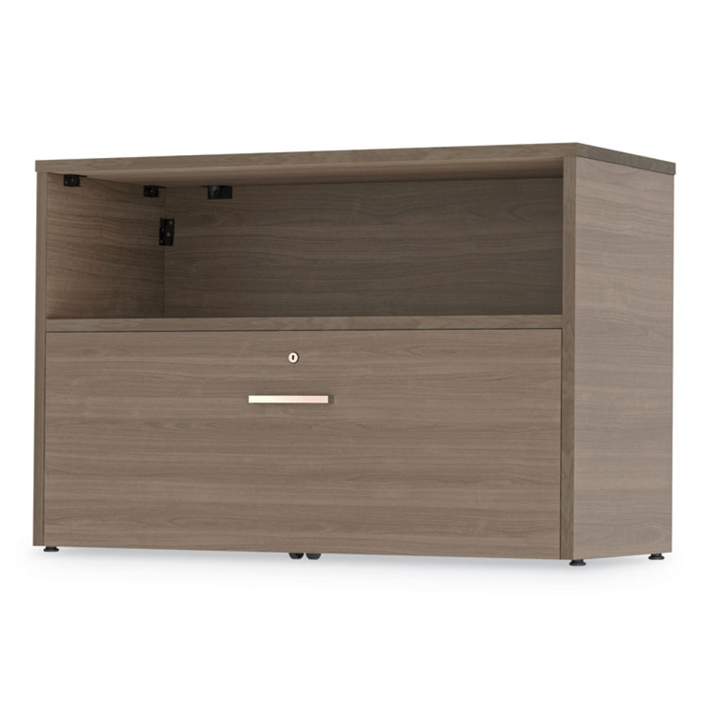 LINEA ITALIA UR604NW Urban Series Cabinet Credenza Pedestal with Lateral File, 35.25w x 15.25d x 23.75h, Natural Walnut