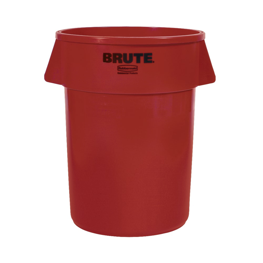 RUBBERMAID 264300-RED  Brute Round Plastic Trash Can, 31 1/2in x 24in, 44 Gallons, Red