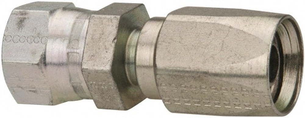 Parker 20621-8-8 Hydraulic Hose Straight Female JIC 37 &deg; Swivel Fitting: 0.4063" ID, 8 mm, 3/4-16, 5,000 psi