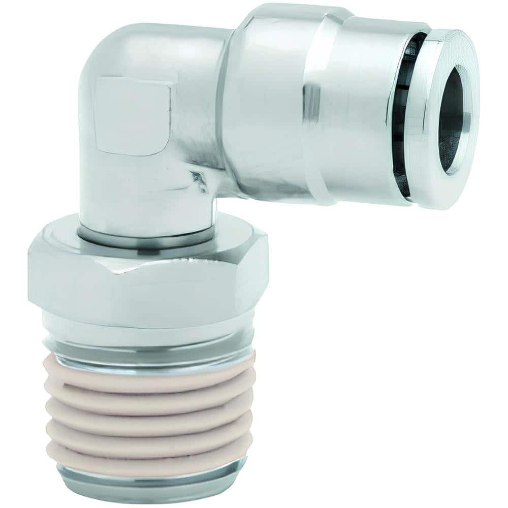 Norgren 101471438 Push-To-Connect Tube to Male & Tube to Male BSPT Tube Fitting: 90 ° Swivel Elbow Adapter, 3/8" Thread