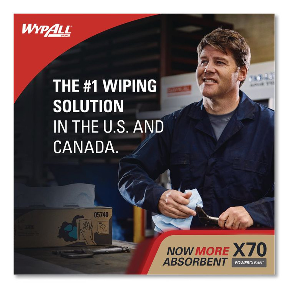 KIMBERLY-CLARK PROFESSIONAL WypAll® 41702 X70 Cloths, Center-Pull, 9.8 x 12.2, White, 275/Roll, 3 Rolls/Carton