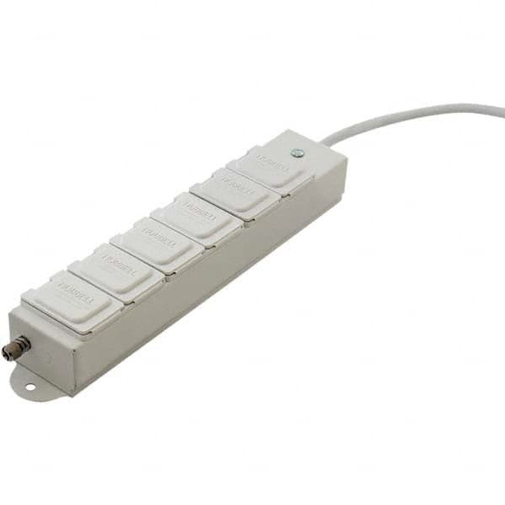 Hubbell Wiring Device-Kellems HBL6MGRPT6 Power Outlet Strips; Amperage: 15 A; Amperage: 15 A; Voltage: 125 V; Protection Type: Standard; Number of Outlets: 6; Mount Type: Direct Plug-In; Number Of Outlets: 6; Mounting Type: Direct Plug-in; Strip Leng