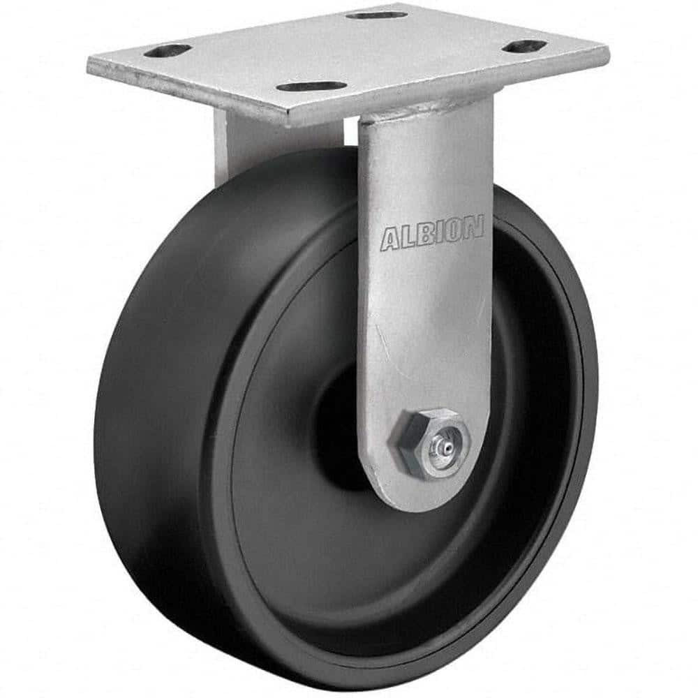 Albion 16PB06201R Rigid Top Plate Caster: Polypropylene, 6" Wheel Dia, 2" Wheel Width, 650 lb Capacity, 7-1/4" OAH