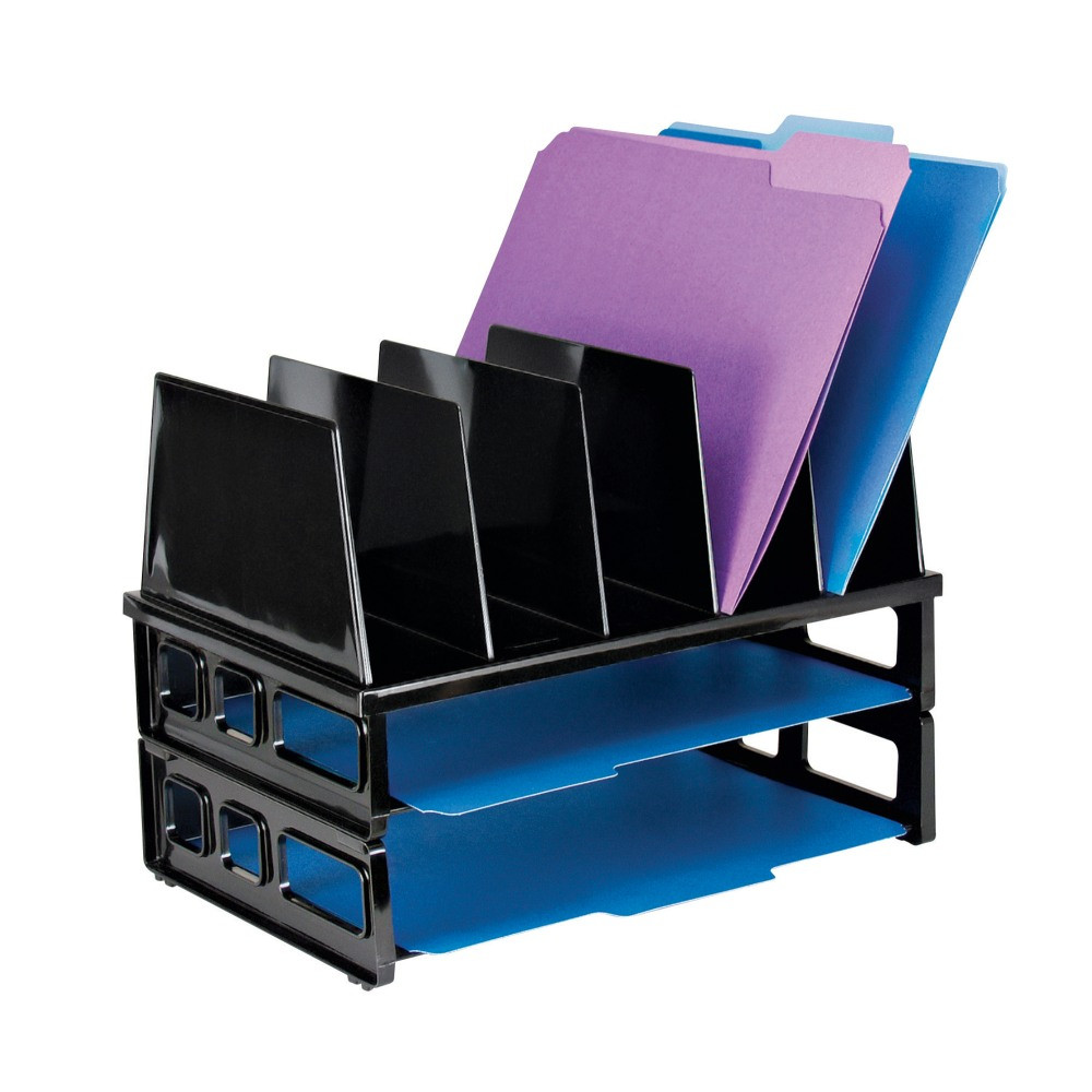 OFFICE DEPOT OM04323 OfficeMax Large Standard Sorter With 2 Letter Trays, 13 1/2inH x 9inW x 10 1/4inD, Black