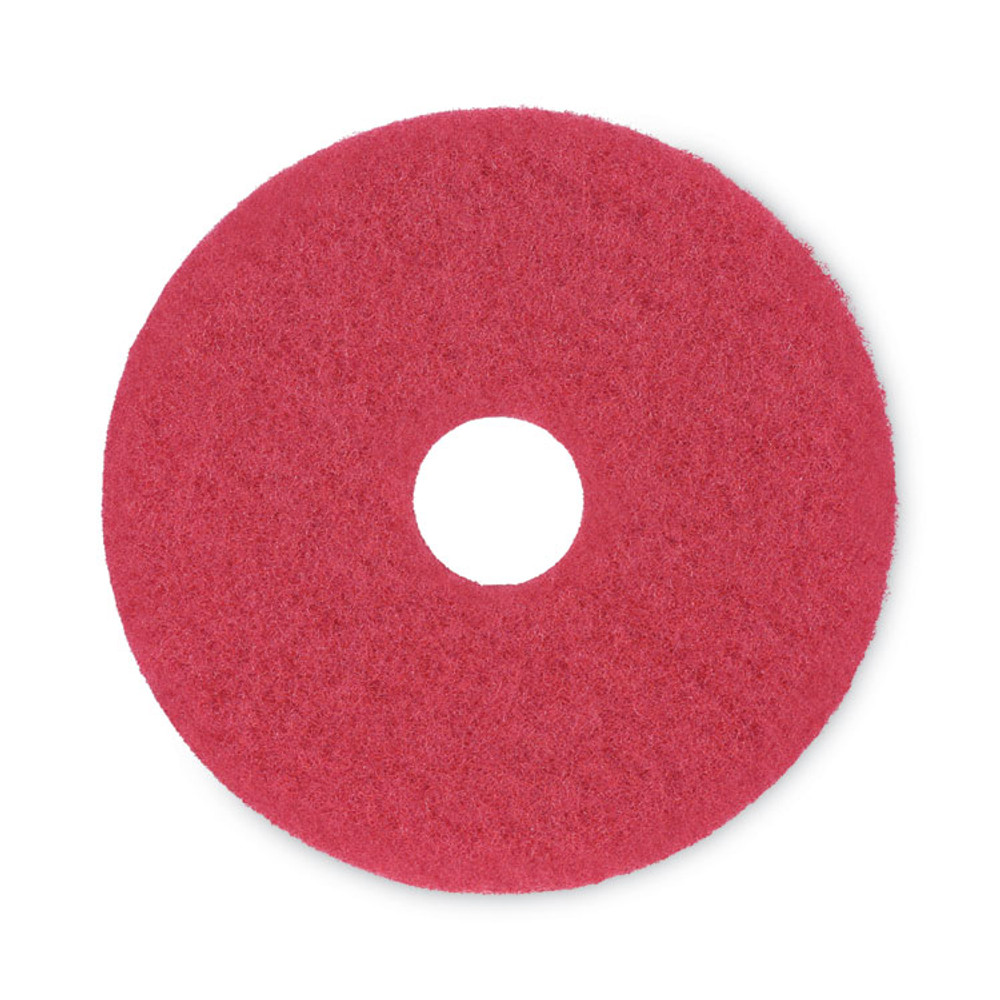 BOARDWALK 4015RED Buffing Floor Pads, 15" Diameter, Red, 5/Carton