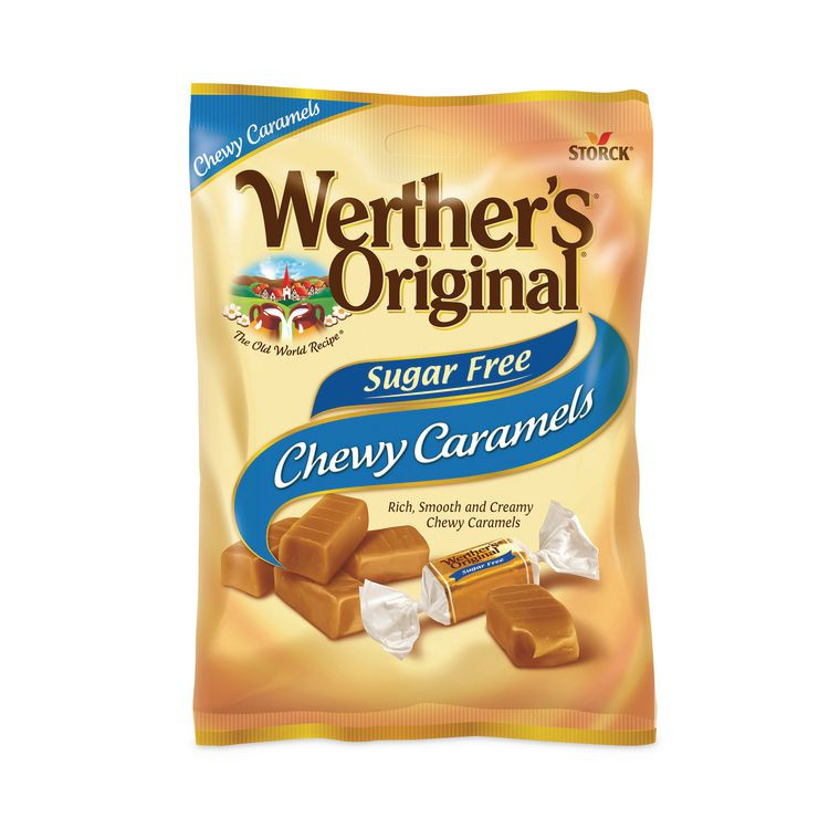 STORCK Werther's® Original® 30200005 Sugar Free Chewy Caramel Candy, 1.46 oz Bag, 12 Bags/Carton