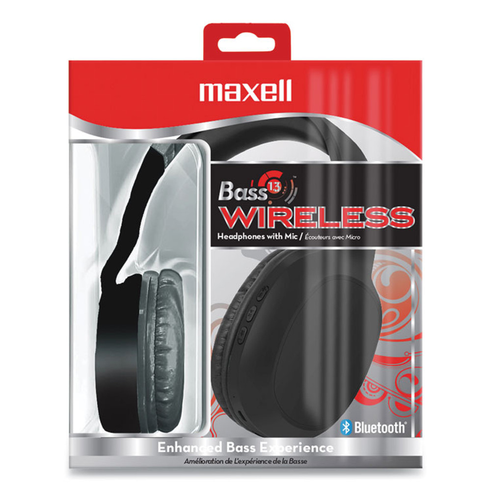 MAXELL CORP. OF AMERICA 199793 Bass 13 Wireless Headphone with Mic, Black