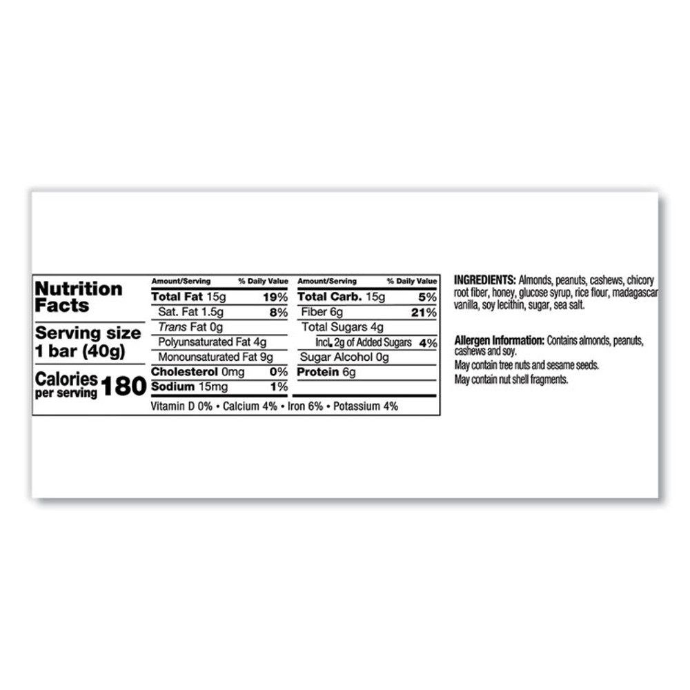 KIND LLC 17850 Nuts and Spices Bar, Madagascar Vanilla Almond, 1.4 oz, 12/Box