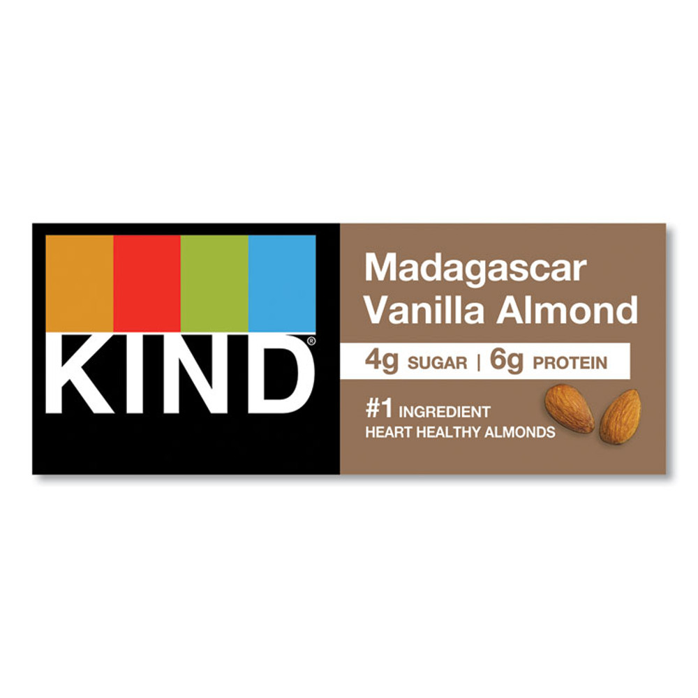 KIND LLC 17850 Nuts and Spices Bar, Madagascar Vanilla Almond, 1.4 oz, 12/Box