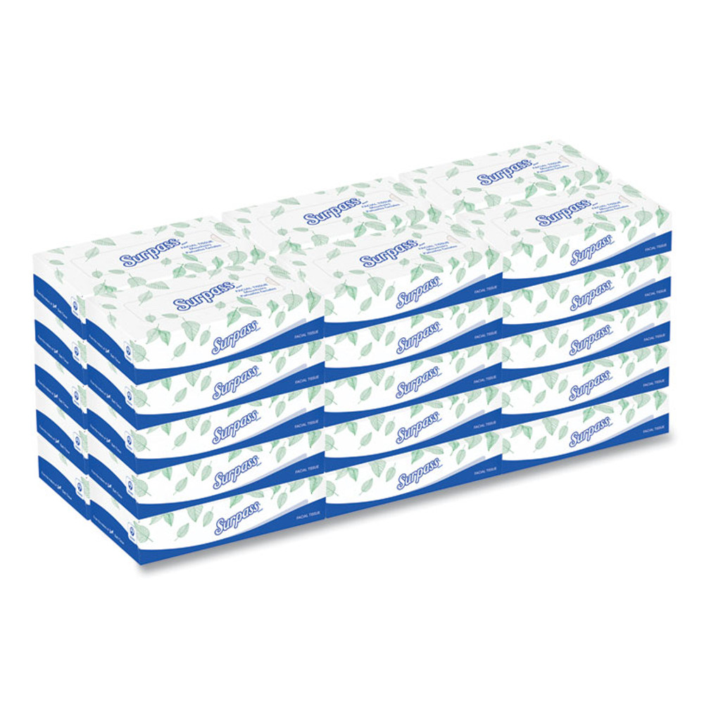 KIMBERLY CLARK Surpass® 21340 Facial Tissue for Business, 2-Ply, White, Flat Box, 100 Sheets/Box, 30 Boxes/Carton