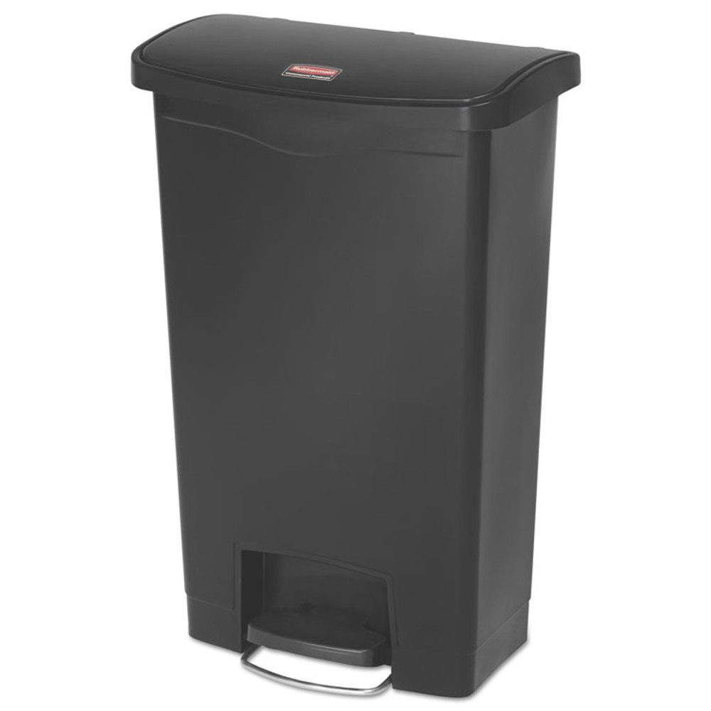 RUBBERMAID COMMERCIAL PROD. 1883611 Slim Jim Streamline Resin Step-On Container, Front Step Style, 13 gal, Polyethylene, Black