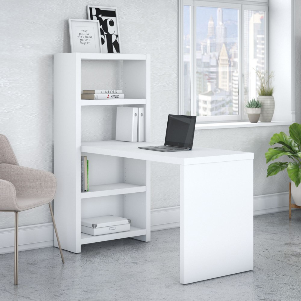 BUSH INDUSTRIES INC. KI60107-03 Bush Business Furniture Echo 56inW Bookcase Computer Desk, Pure White, Standard Delivery