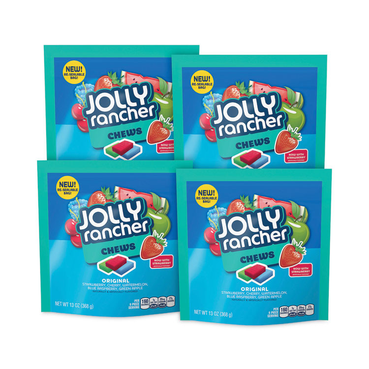 THE HERSHEY COMPANY Jolly Rancher® 24600300 Chews Candy, Assorted Flavors, 13 oz Pouches, 4/Carton