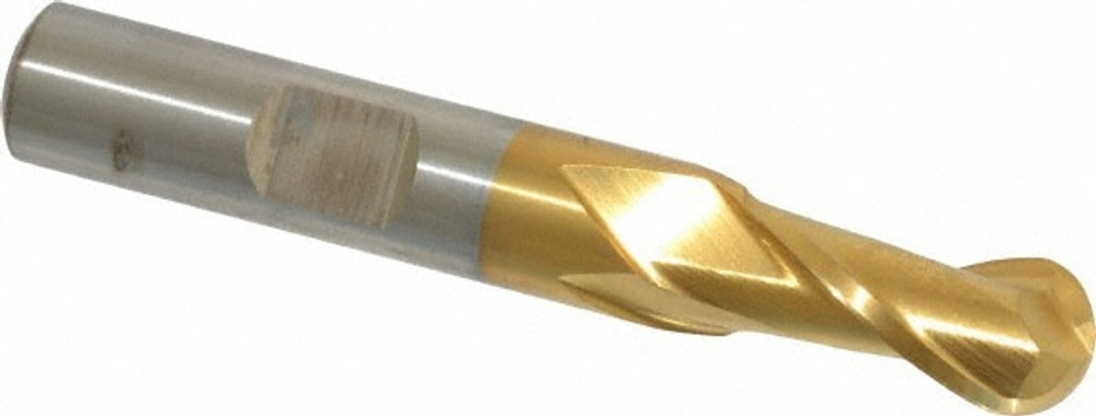 Cleveland C39014 Ball End Mill: 0.375" Dia, 0.75" LOC, 2 Flute, High Speed Steel