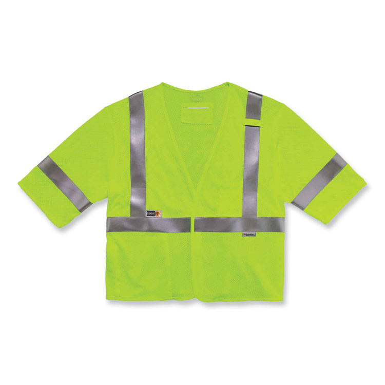 TENACIOUS HOLDINGS, INC. ergodyne® 22219 GloWear 8356FRHL Class 3 FR Hook and Loop Safety Vest with Sleeves, Modacrylic, 4X-Large/5X-Large, Lime