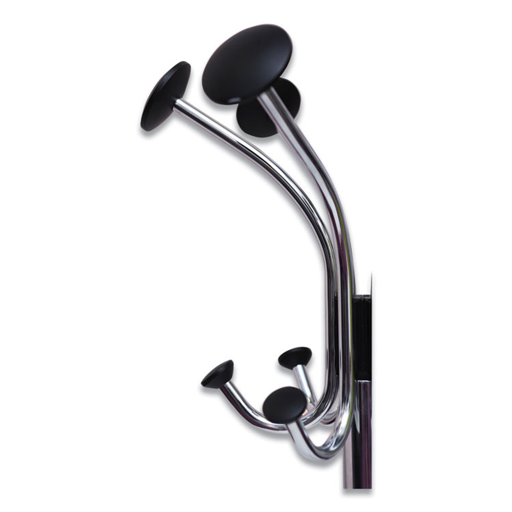 ALBA PMCLAS Chromy Coat Stand, 12 Knobs, 16w x 16d x 70.5h, Chrome/Black