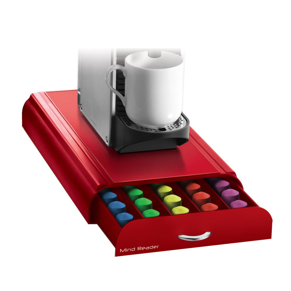 EMS MIND READER LLC Mind Reader NEST3PC-RED  Nespresso Coffee Capsule Drawer, 50-Pod Capacity, Red