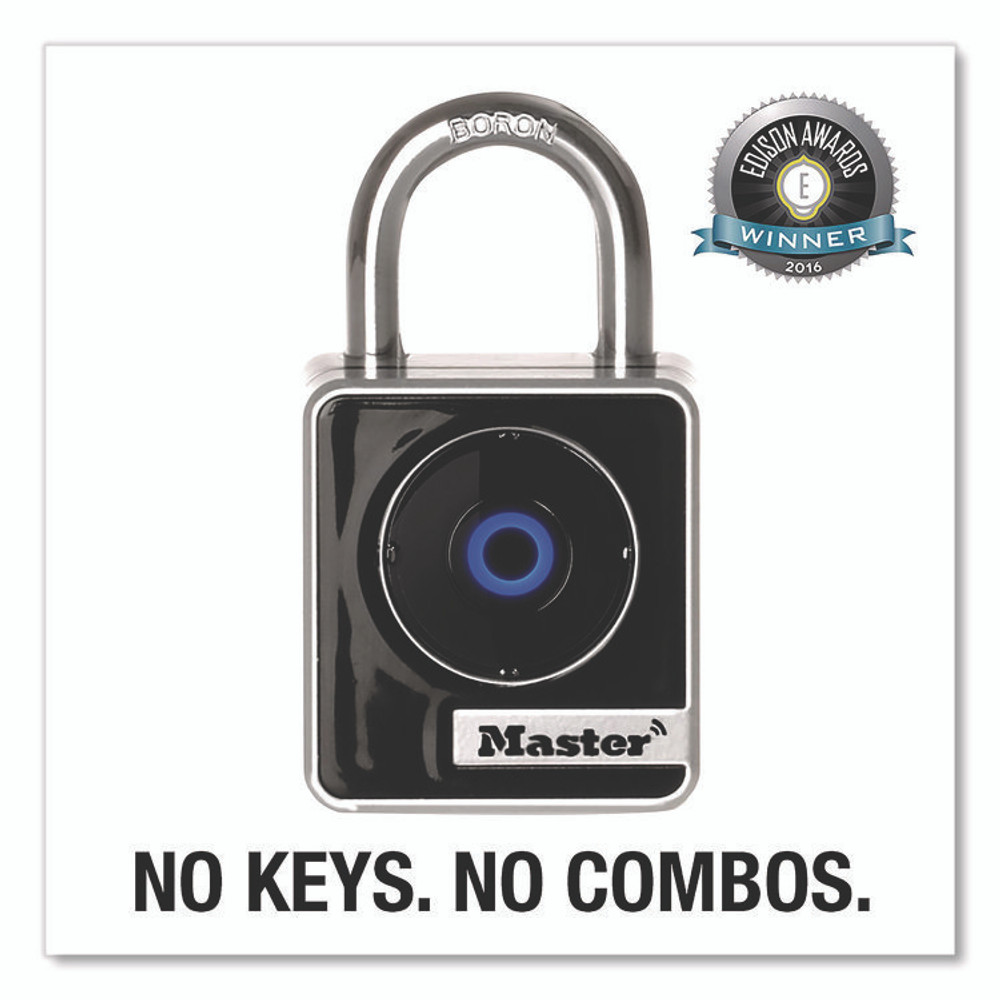 MASTER LOCK COMPANY 4400D 4400D Bluetooth Padlock, Indoor, Black/Silver, 1.9" Width