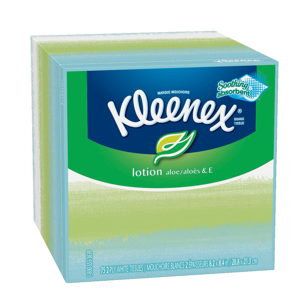 KIMBERLY-CLARK Kleenex 25829  BOUTIQUE 3-Ply Facial Tissue With Lotion, Cold Care, 75 Sheets Per Box