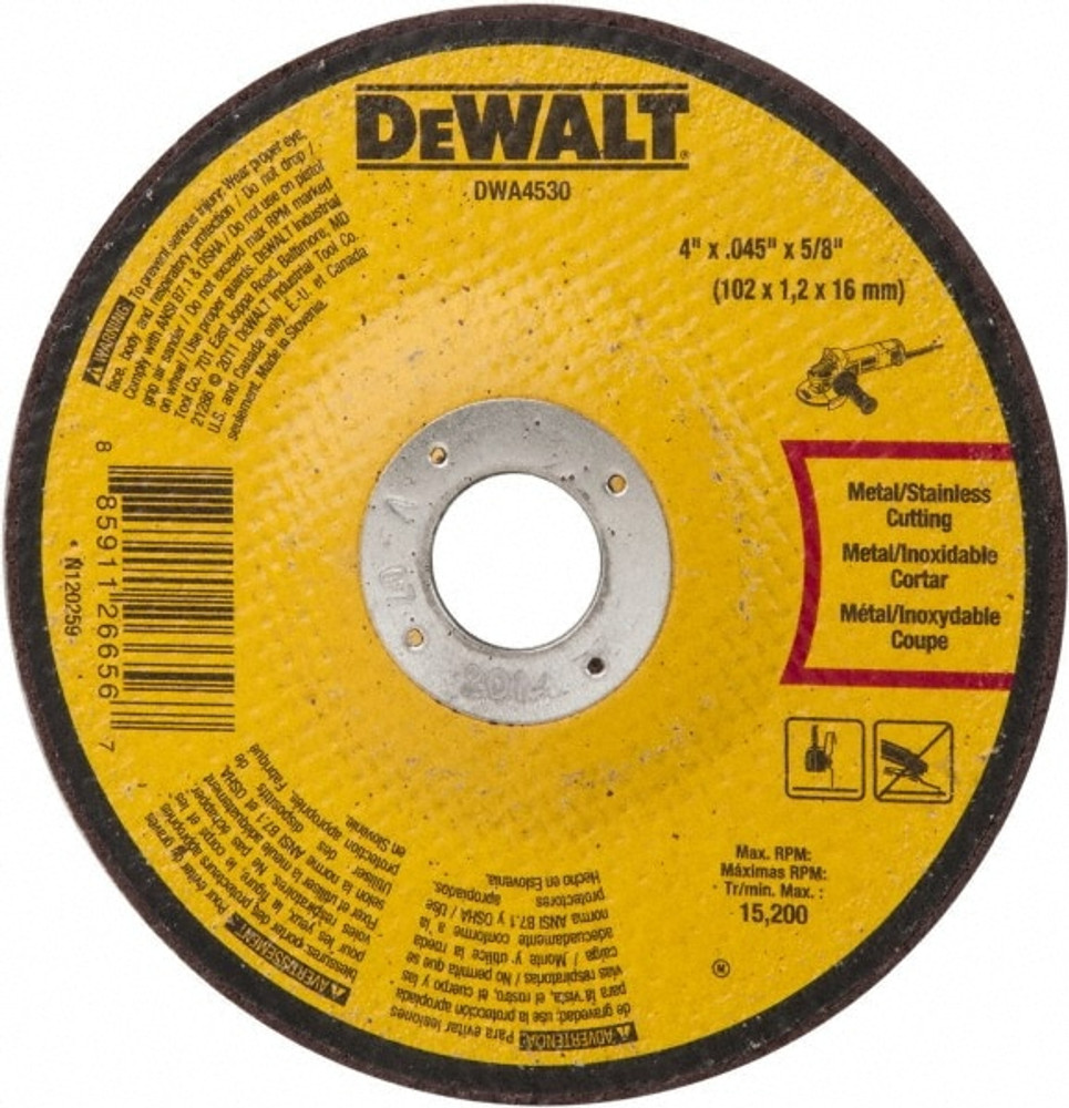 DeWALT DWA4530 Depressed Grinding Wheel:  Type 27 & Type 42,  4" Dia,  5/8" Hole,  Aluminum Oxide