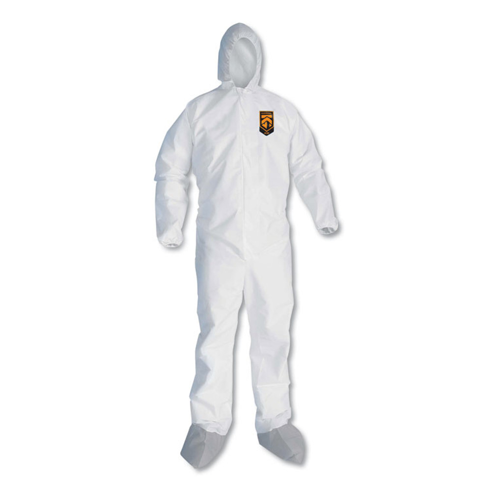 SMITH AND WESSON KleenGuard™ 48973 A45 Liquid and Particle Protection Surface Prep/Paint Coveralls, Large, White, 25/Carton