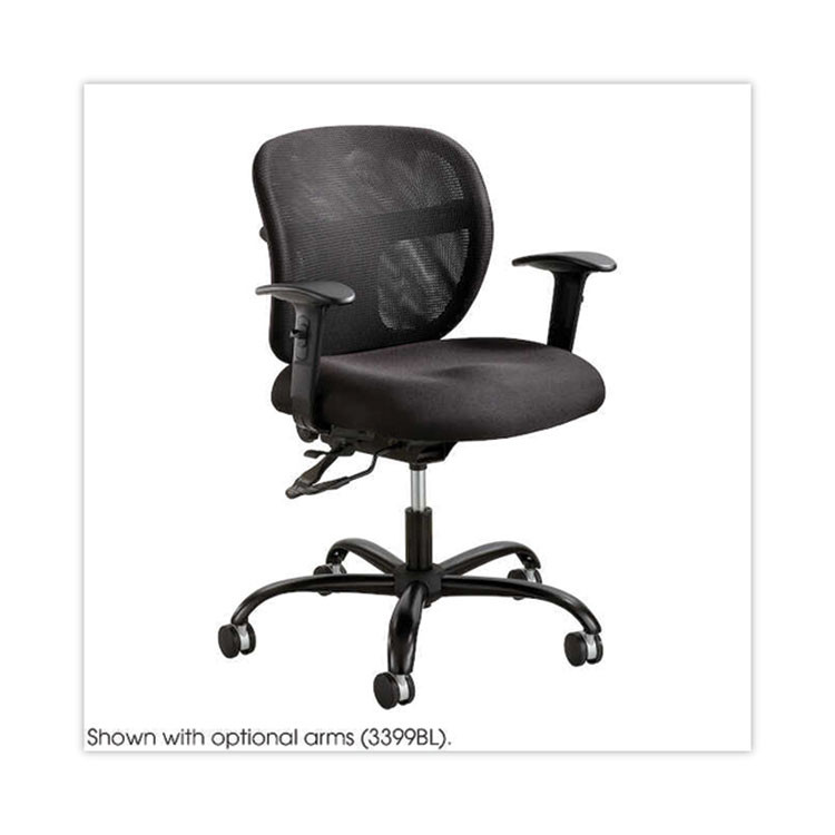 SAFCO PRODUCTS 3397BV Vue Intensive-Use Mesh Task Chair, Supports Up to 500 lb, 18.5" to 21" Seat Height, Black Vinyl Seat/Back, Black Base