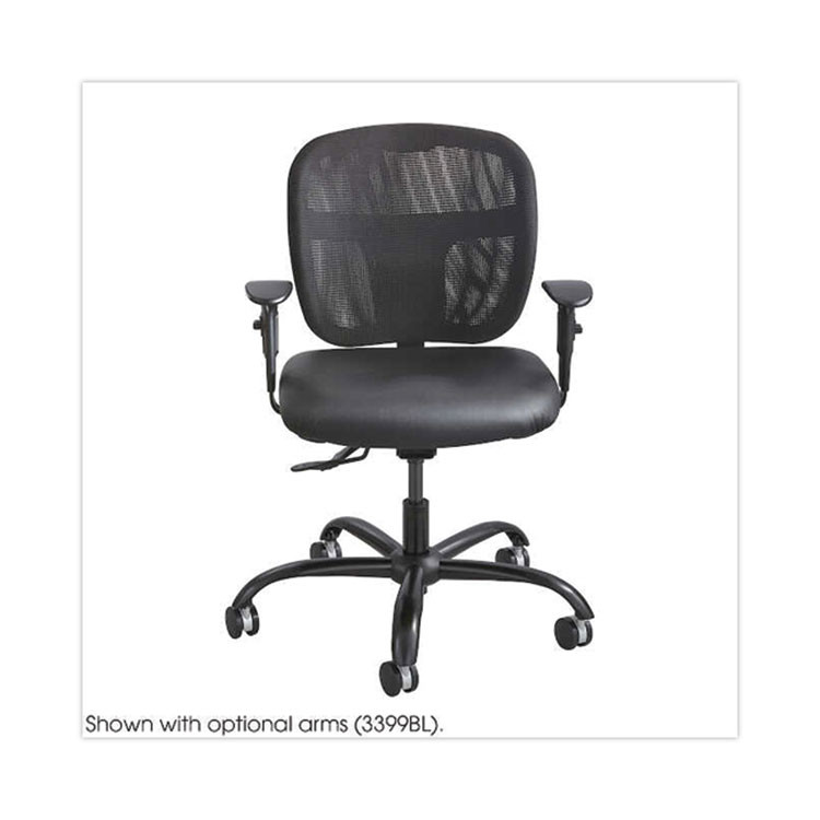 SAFCO PRODUCTS 3397BV Vue Intensive-Use Mesh Task Chair, Supports Up to 500 lb, 18.5" to 21" Seat Height, Black Vinyl Seat/Back, Black Base